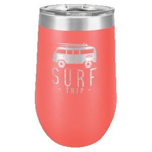 Coral Polar Camel™ 16 oz Stemless Wine Tumbler with a Clear Lid