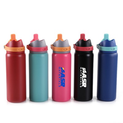 Dual Spout Insulated Water Bottle with Straw 30 Oz