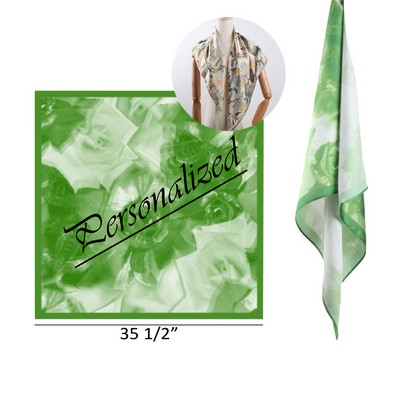 Custom-patterned 35 1/2" Silk-like Square Scarf
