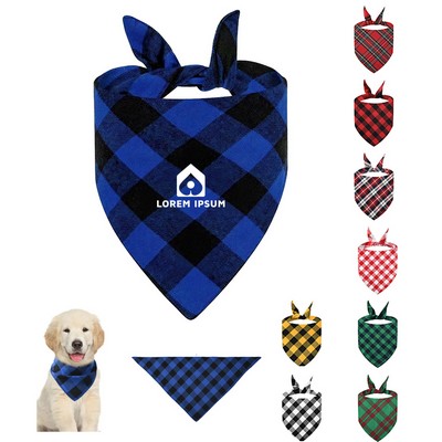 Christmas Classic Plaid Pet Scarf Triangle Bibs