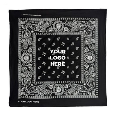22" Blank Black Cotton Bandana