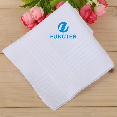 15.7" White Cotton Handkerchief Square Hanky