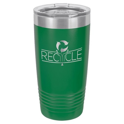 Polar Camel 20 oz. Green Vacuum Insulated Ringneck Tumbler with Clear Lid