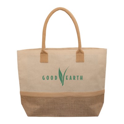 Wanderlust Laminated Jute & Canvas Tote Bag