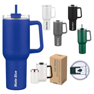 21 Oz. SS Travel Mug With Handle And Straw