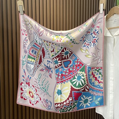 Custom 26.8" x 26.8" 100% Silk Square Scarf Mulberry Twill Silk Head Scarf