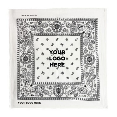 22" Blank White Cotton Bandana