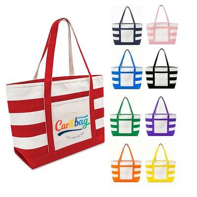 Full Color Canvas Nautical 18 oz. Zip Top Tote
