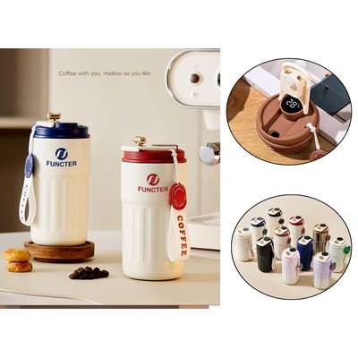 15 Oz/450ml Smart LED Coffee Cup Insulated Water Bottle Tumbler Cup W/ Digital Temperature Display